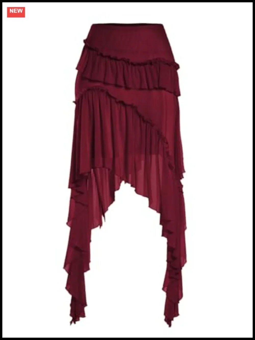 Boho Flowy Asymmetrical Ruffle Skirt with Shorts Underneath
